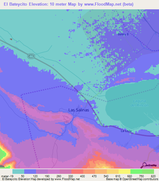 El Bateycito,Dominican Republic Elevation Map