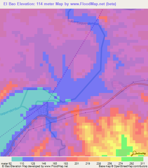 El Bao,Dominican Republic Elevation Map