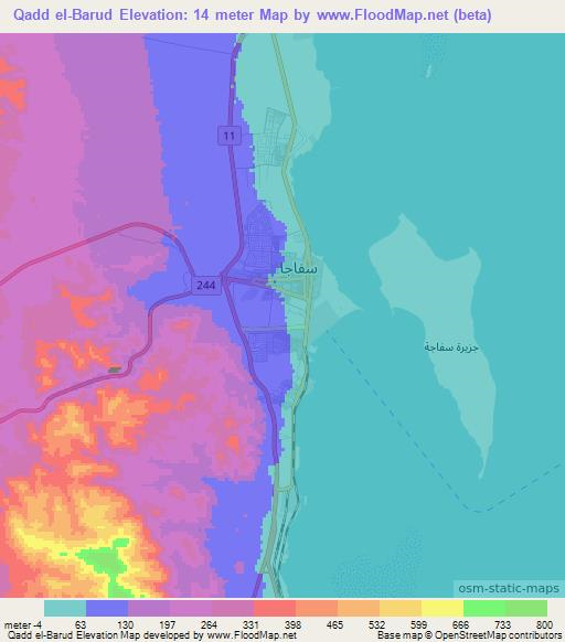 Qadd el-Barud,Egypt Elevation Map