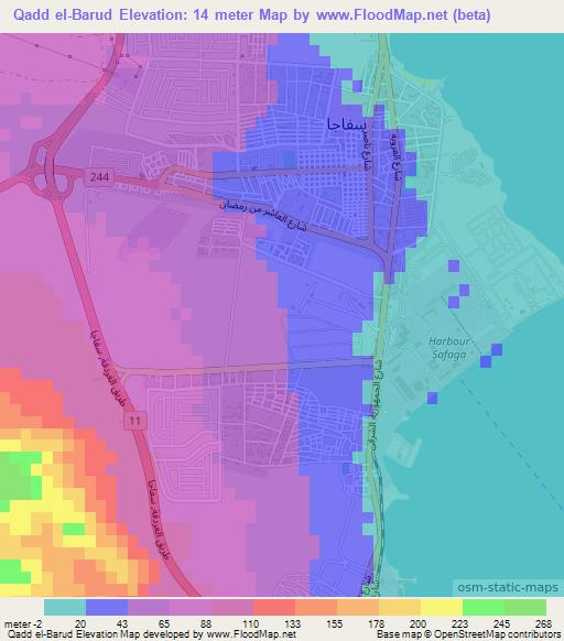 Qadd el-Barud,Egypt Elevation Map