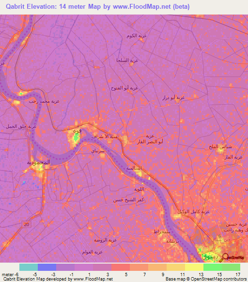 Qabrit,Egypt Elevation Map