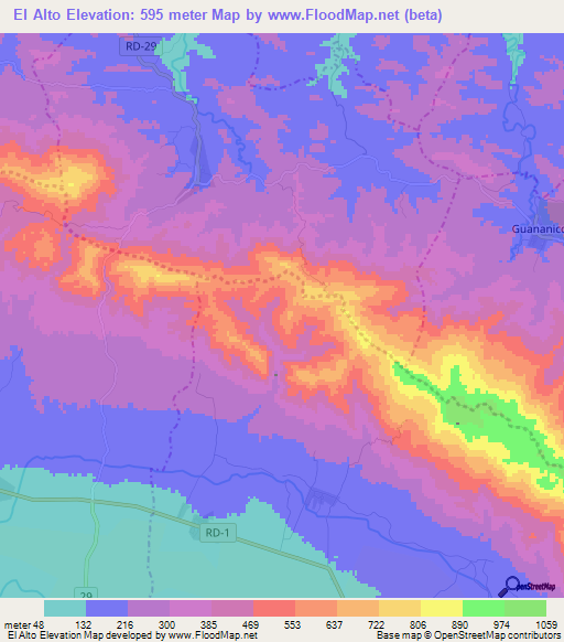 El Alto,Dominican Republic Elevation Map