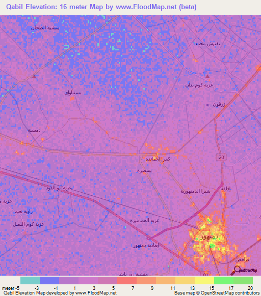 Qabil,Egypt Elevation Map