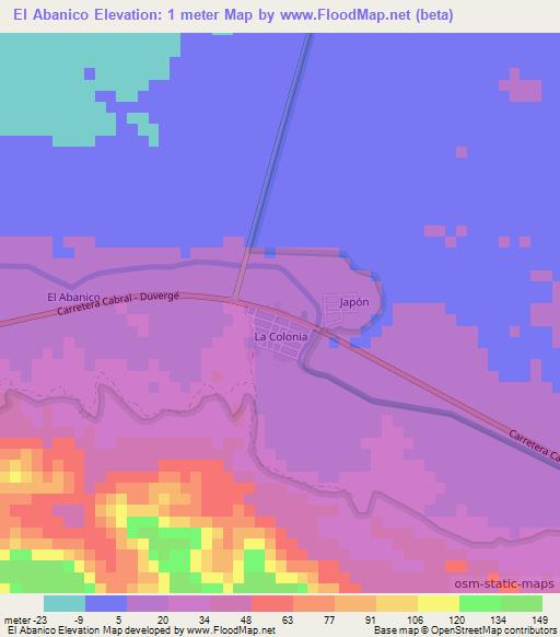 El Abanico,Dominican Republic Elevation Map