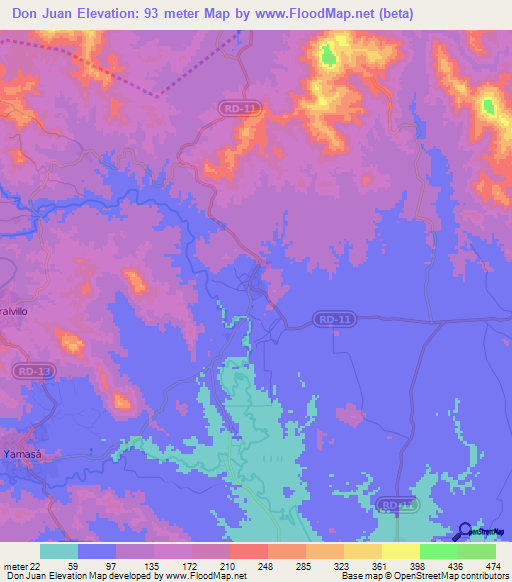 Don Juan,Dominican Republic Elevation Map