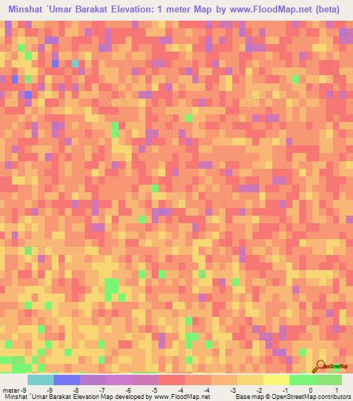 Minshat `Umar Barakat,Egypt Elevation Map