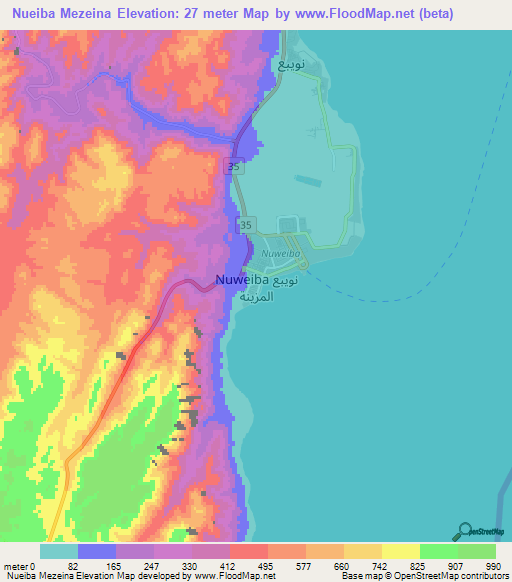 Nueiba Mezeina,Egypt Elevation Map