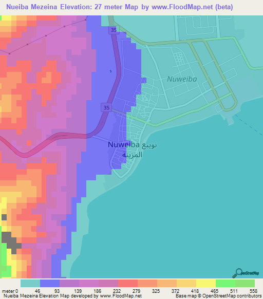 Nueiba Mezeina,Egypt Elevation Map