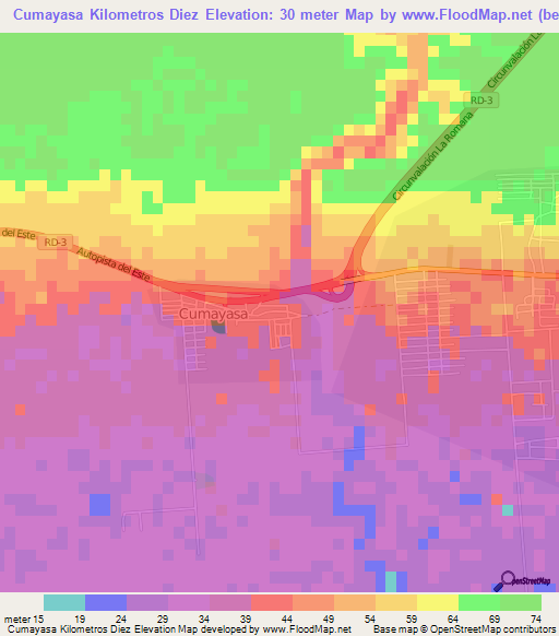 Cumayasa Kilometros Diez,Dominican Republic Elevation Map