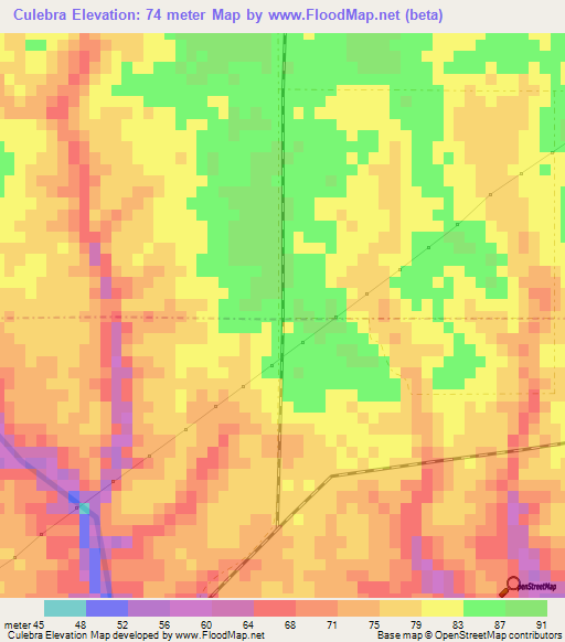 Culebra,Dominican Republic Elevation Map