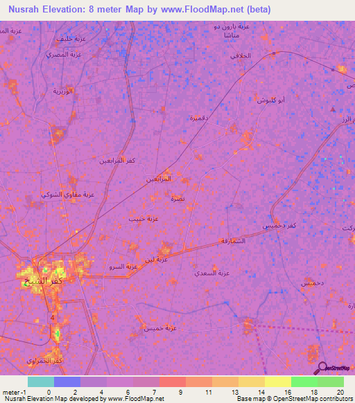 Nusrah,Egypt Elevation Map