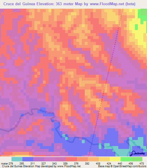 Cruce del Guinea,Dominican Republic Elevation Map