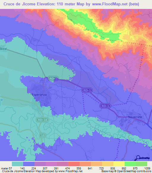 Cruce de Jicome,Dominican Republic Elevation Map