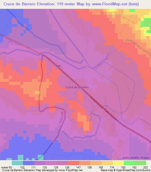 Cruce de Barrero,Dominican Republic Elevation Map