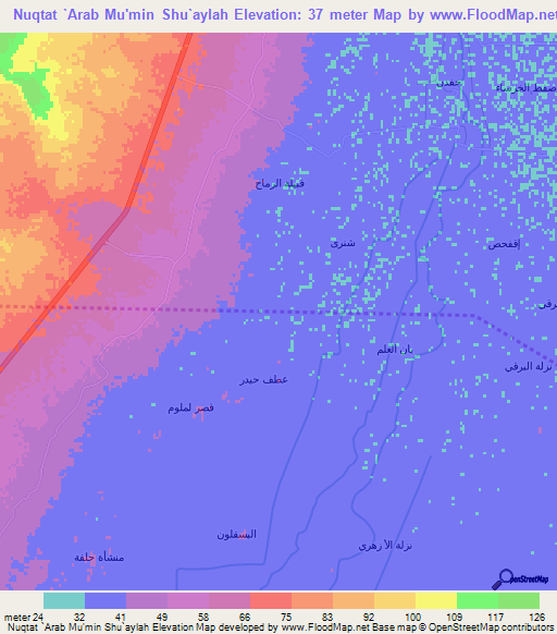 Nuqtat `Arab Mu'min Shu`aylah,Egypt Elevation Map