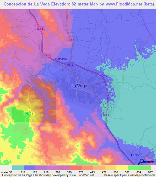 Concepcion de La Vega,Dominican Republic Elevation Map