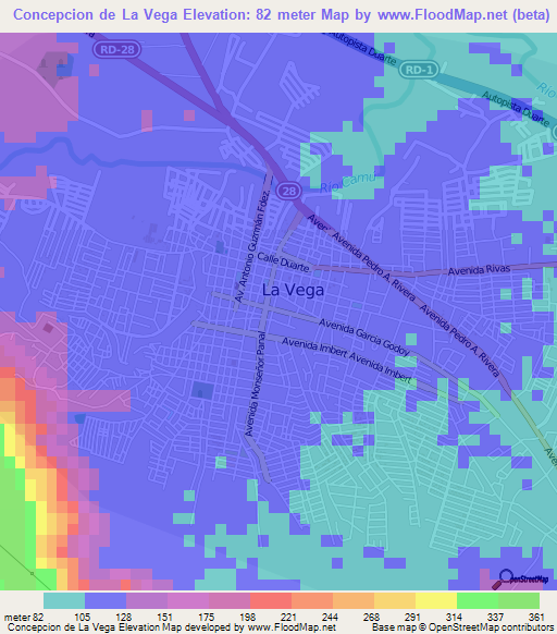 Concepcion de La Vega,Dominican Republic Elevation Map