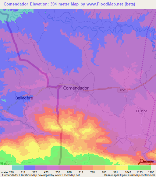 Comendador,Dominican Republic Elevation Map