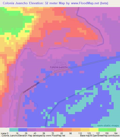 Colonia Juancho,Dominican Republic Elevation Map