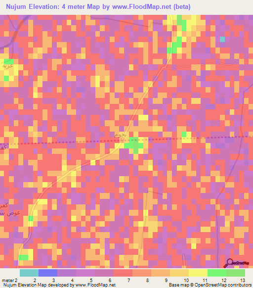 Nujum,Egypt Elevation Map