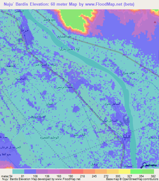 Nuju` Bardis,Egypt Elevation Map