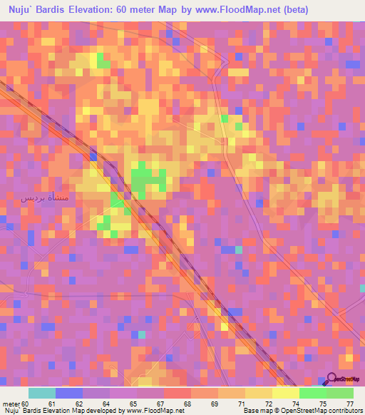 Nuju` Bardis,Egypt Elevation Map