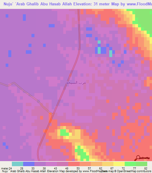 Nuju` `Arab Ghalib Abu Hasab Allah,Egypt Elevation Map