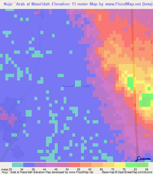 Nuju` `Arab al Masa'idah,Egypt Elevation Map