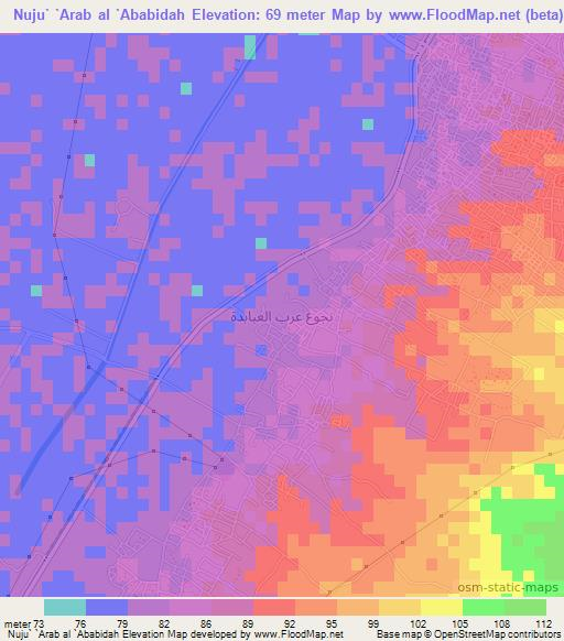 Nuju` `Arab al `Ababidah,Egypt Elevation Map