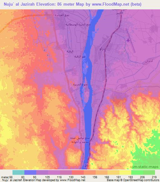 Nuju` al Jazirah,Egypt Elevation Map