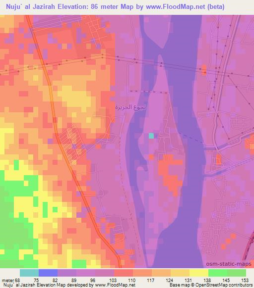 Nuju` al Jazirah,Egypt Elevation Map