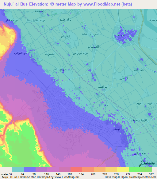 Nuju` al Bus,Egypt Elevation Map