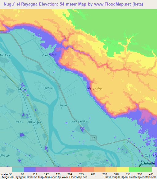 Nugu' el-Rayagna,Egypt Elevation Map