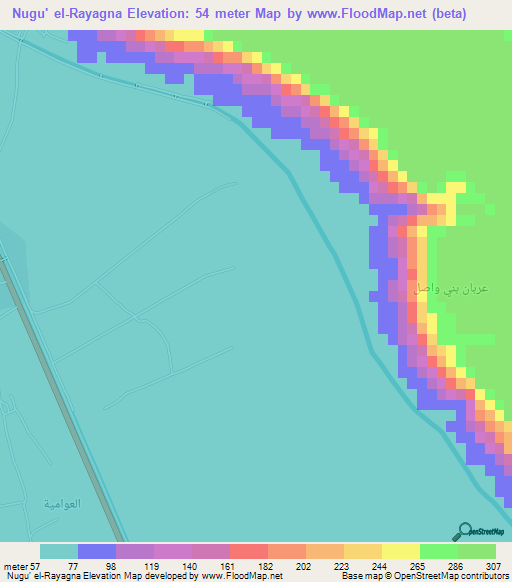 Nugu' el-Rayagna,Egypt Elevation Map