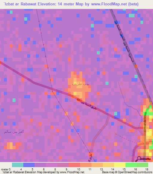 `Izbat ar Rabawat,Egypt Elevation Map