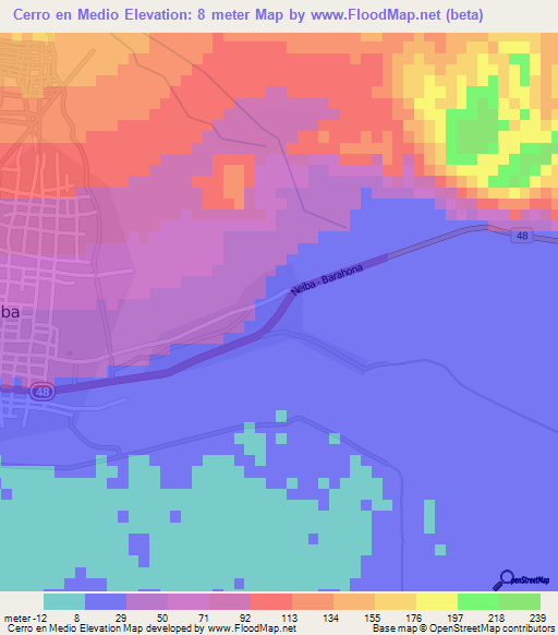 Cerro en Medio,Dominican Republic Elevation Map