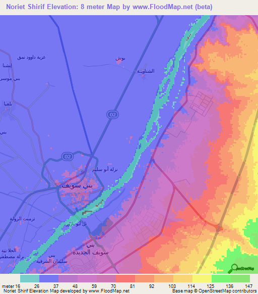 Noriet Shirif,Egypt Elevation Map