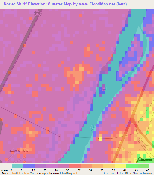 Noriet Shirif,Egypt Elevation Map