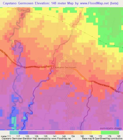 Cayetano Germosen,Dominican Republic Elevation Map