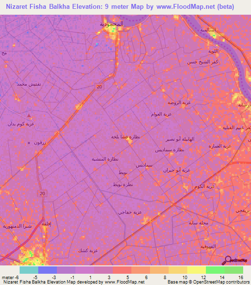 Nizaret Fisha Balkha,Egypt Elevation Map