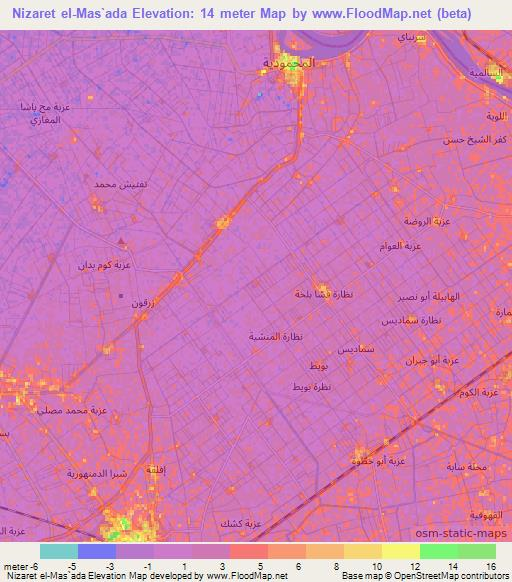 Nizaret el-Mas`ada,Egypt Elevation Map