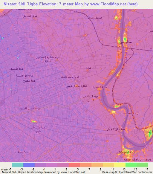 Nizarat Sidi `Uqba,Egypt Elevation Map