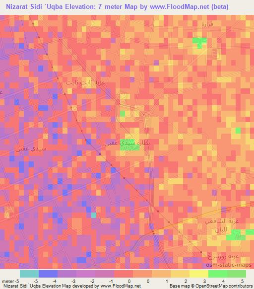 Nizarat Sidi `Uqba,Egypt Elevation Map