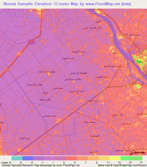 Nizarat Samadis,Egypt Elevation Map