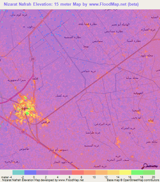 Nizarat Nafrah,Egypt Elevation Map