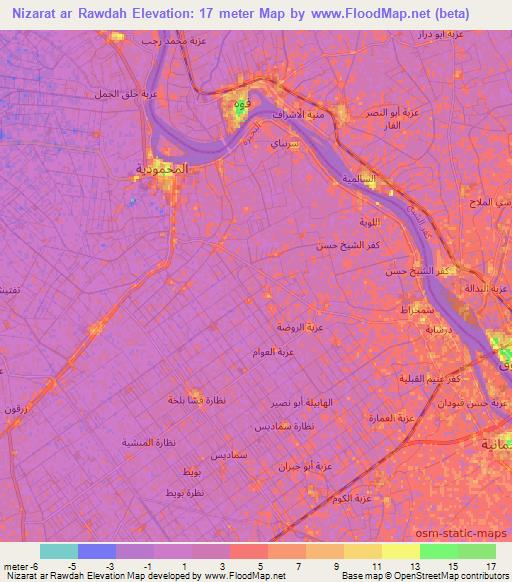 Nizarat ar Rawdah,Egypt Elevation Map