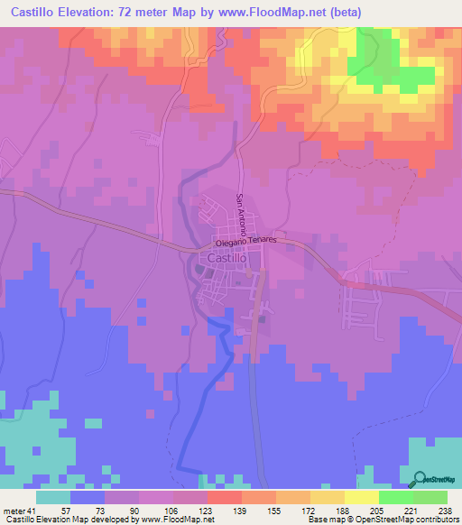 Castillo,Dominican Republic Elevation Map