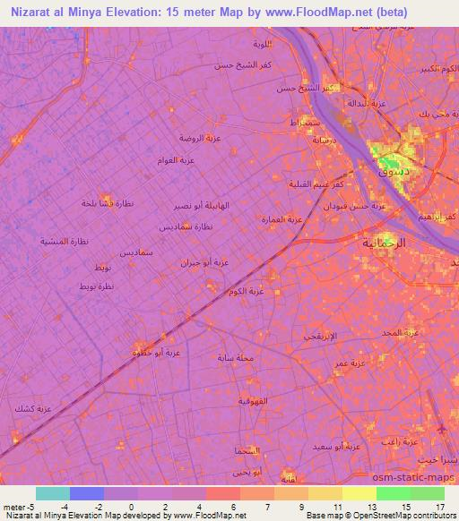 Nizarat al Minya,Egypt Elevation Map