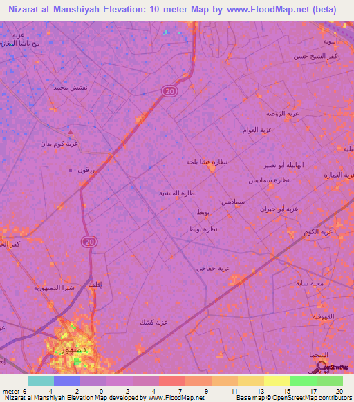 Nizarat al Manshiyah,Egypt Elevation Map