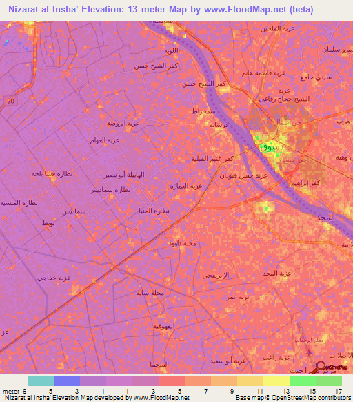 Nizarat al Insha',Egypt Elevation Map